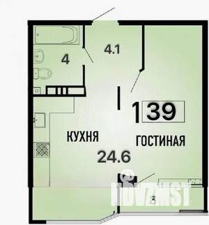 1-к квартира, вторичка, 39м2, 3/19 этаж