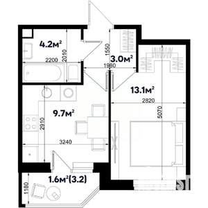 1-к квартира, вторичка, 32м2, 1/9 этаж