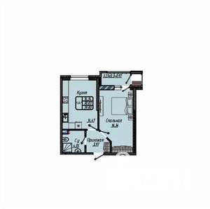 1-к квартира, вторичка, 40м2, 2/9 этаж