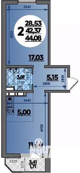2-к квартира, вторичка, 44м2, 8/8 этаж