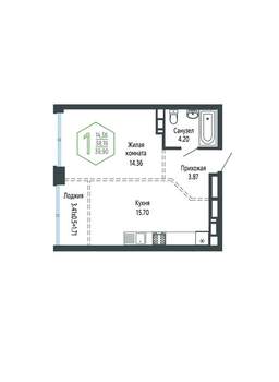 1-к квартира, вторичка, 40м2, 8/24 этаж
