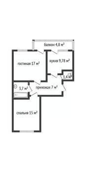 2-к квартира, вторичка, 57м2, 5/7 этаж
