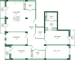 4-к квартира, вторичка, 151м2, 4/4 этаж