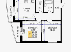 2-к квартира, вторичка, 58м2, 7/24 этаж