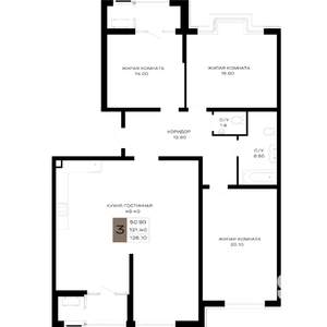 3-к квартира, строящийся дом, 125м2, 3/25 этаж