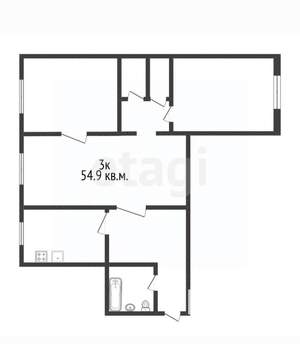 3-к квартира, вторичка, 55м2, 1/4 этаж