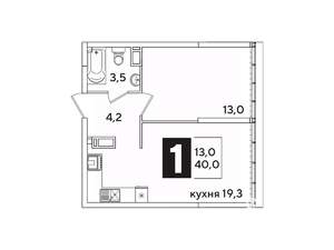 1-к квартира, вторичка, 40м2, 16/16 этаж