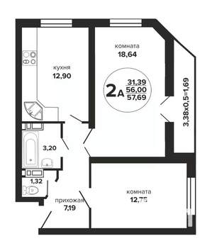2-к квартира, вторичка, 58м2, 4/24 этаж