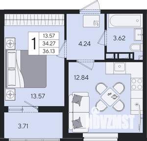 1-к квартира, вторичка, 36м2, 7/8 этаж