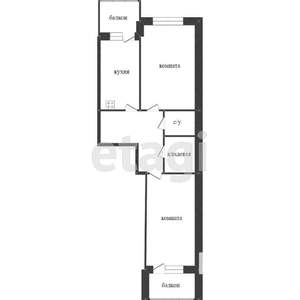 2-к квартира, вторичка, 51м2, 1/9 этаж