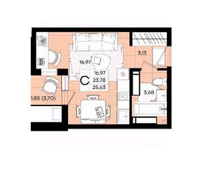Студия квартира, вторичка, 25м2, 2/18 этаж