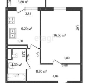 1-к квартира, вторичка, 39м2, 11/24 этаж