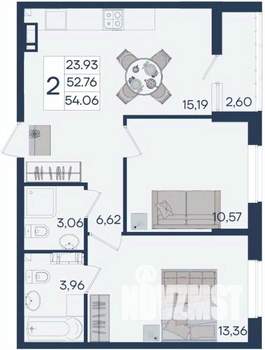 2-к квартира, вторичка, 54м2, 7/18 этаж