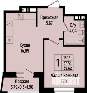 1-к квартира, вторичка, 40м2, 8/15 этаж