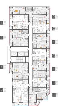 2-к квартира, строящийся дом, 64м2, 22/24 этаж