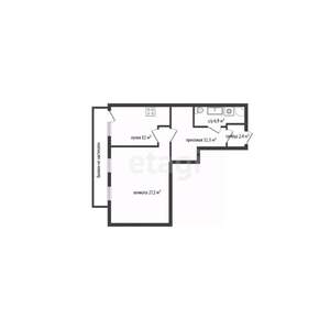 1-к квартира, вторичка, 57м2, 3/5 этаж