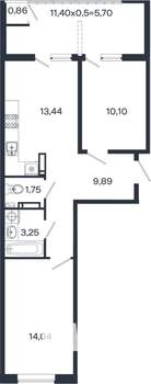 2-к квартира, вторичка, 59м2, 16/18 этаж
