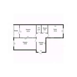 2-к квартира, вторичка, 65м2, 8/16 этаж