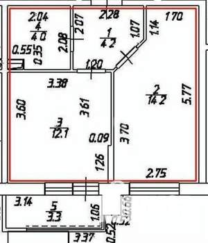 1-к квартира, вторичка, 35м2, 1/9 этаж