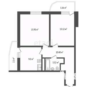 2-к квартира, вторичка, 55м2, 9/18 этаж