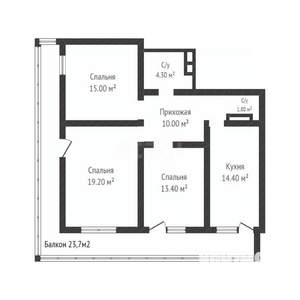 3-к квартира, вторичка, 78м2, 17/19 этаж