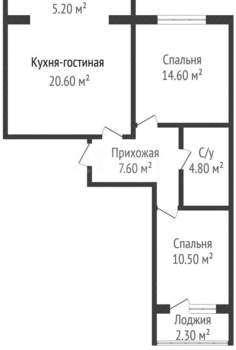2-к квартира, вторичка, 59м2, 15/16 этаж