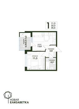 1-к квартира, вторичка, 36м2, 1/4 этаж