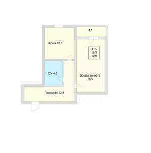 1-к квартира, вторичка, 44м2, 2/7 этаж