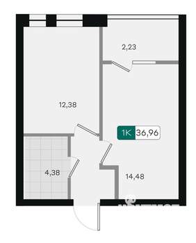 1-к квартира, вторичка, 37м2, 2/18 этаж