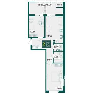 2-к квартира, вторичка, 59м2, 8/18 этаж