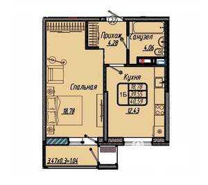 1-к квартира, вторичка, 41м2, 10/18 этаж