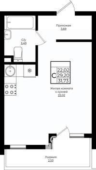 Студия квартира, вторичка, 32м2, 9/10 этаж