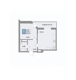 1-к квартира, вторичка, 52м2, 4/12 этаж