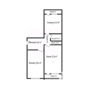 2-к квартира, вторичка, 61м2, 4/5 этаж