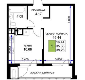 1-к квартира, вторичка, 38м2, 11/16 этаж