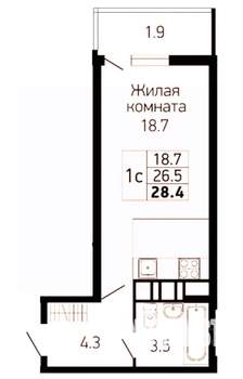 Студия квартира, вторичка, 29м2, 17/24 этаж
