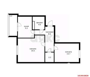 2-к квартира, вторичка, 62м2, 9/10 этаж