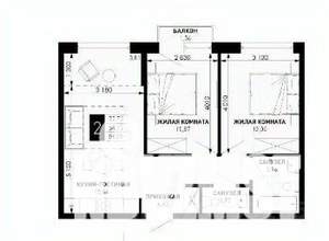 2-к квартира, вторичка, 56м2, 7/16 этаж