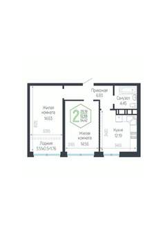 2-к квартира, вторичка, 55м2, 22/24 этаж