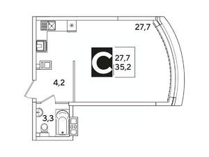 Студия квартира, вторичка, 35м2, 8/16 этаж