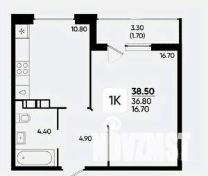 1-к квартира, вторичка, 38м2, 15/18 этаж