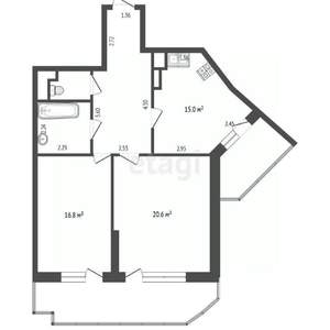 2-к квартира, вторичка, 73м2, 4/24 этаж