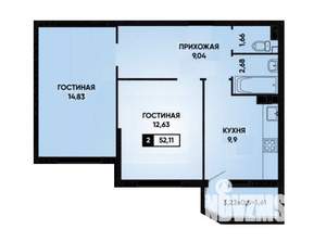 2-к квартира, вторичка, 51м2, 11/22 этаж