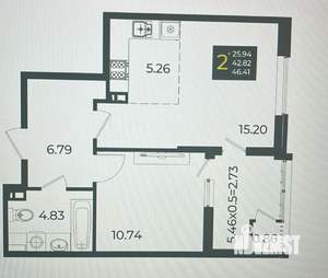 1-к квартира, вторичка, 47м2, 5/24 этаж