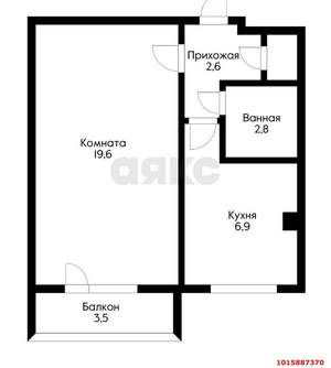 1-к квартира, вторичка, 36м2, 2/12 этаж