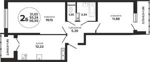 2-к квартира, вторичка, 57м2, 20/24 этаж