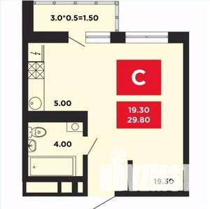 Студия квартира, вторичка, 30м2, 12/20 этаж