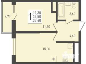 1-к квартира, вторичка, 37м2, 14/24 этаж