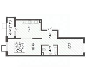 2-к квартира, вторичка, 61м2, 8/17 этаж