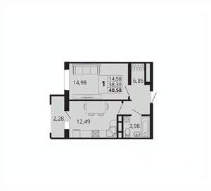 1-к квартира, вторичка, 41м2, 15/18 этаж